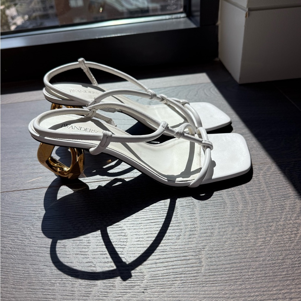 JW Anderson White Heels with Gold Accent